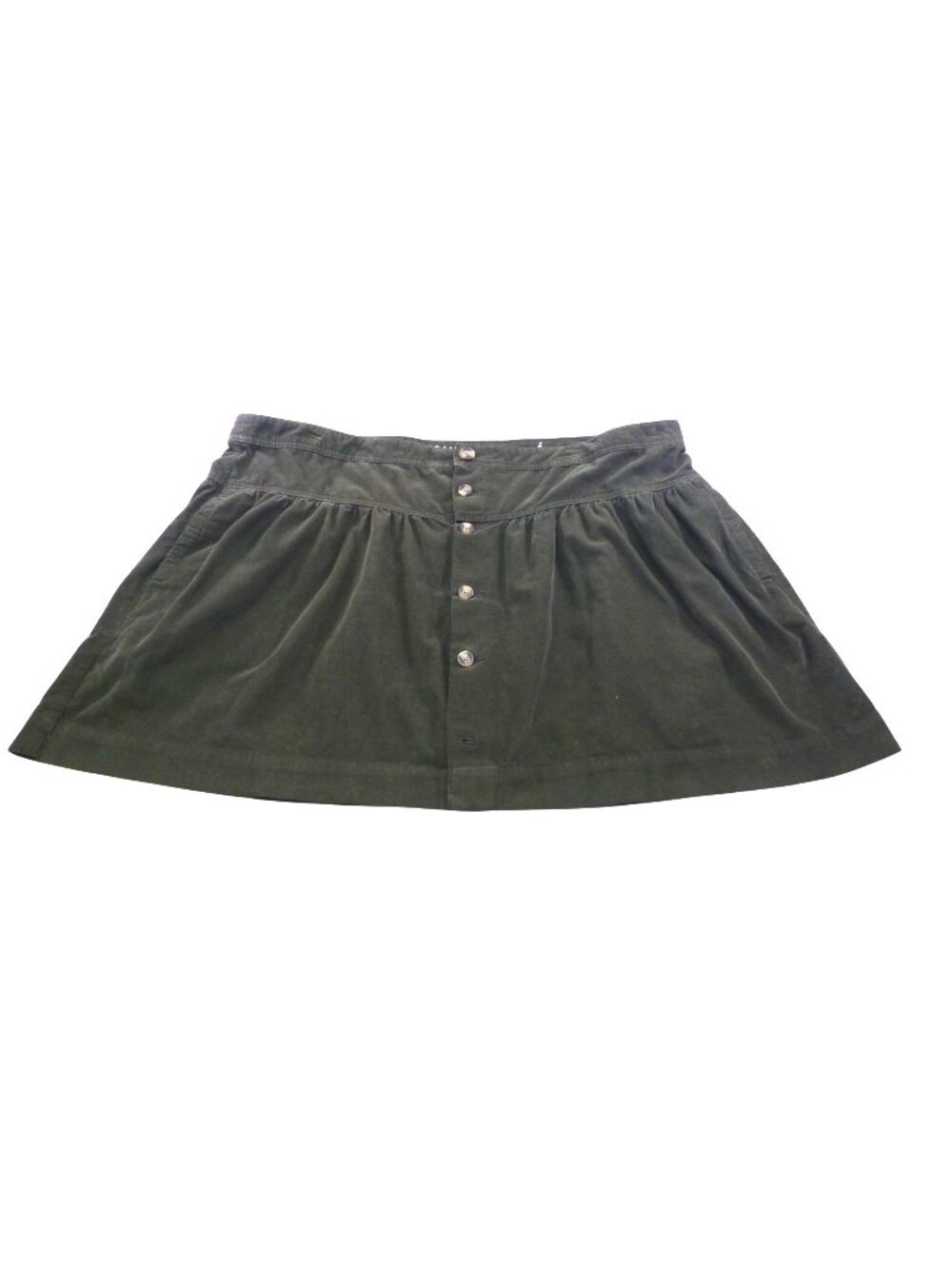 American Eagle Womens Corduroy Mini Skirt‎ Green Button Front Size 24